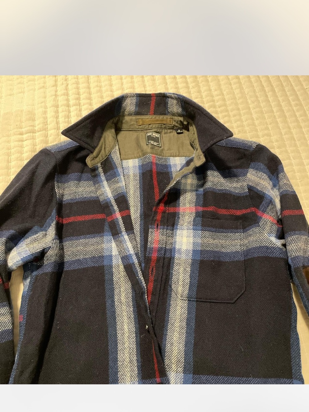 Todd Snyder GUIDE shirt Navy Plaid Button-Down Shirt with Blue & Red Stripes